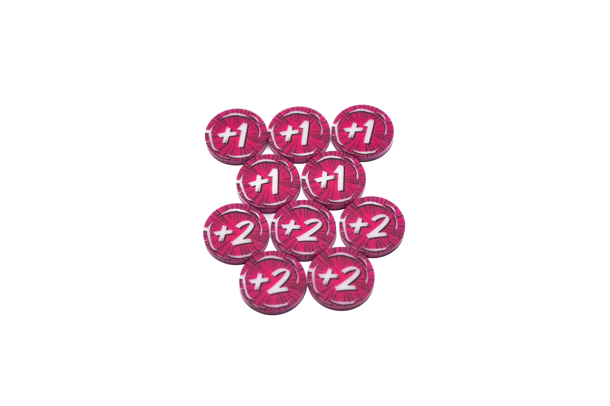 Cataclysm Arcade compatible | 10 Attack Modifier Full Color Acrylic Tokens - Bundle Set – Double-Sided
