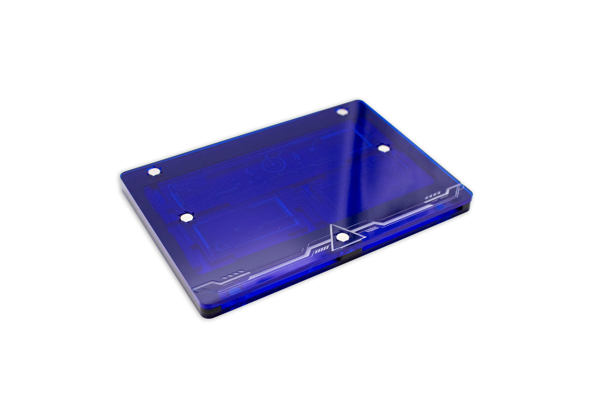 Cyberpunk TCG Fixer and Gig Dice Tray – Modular Magnetic Holders (Matte Black, Blue Acrylic)