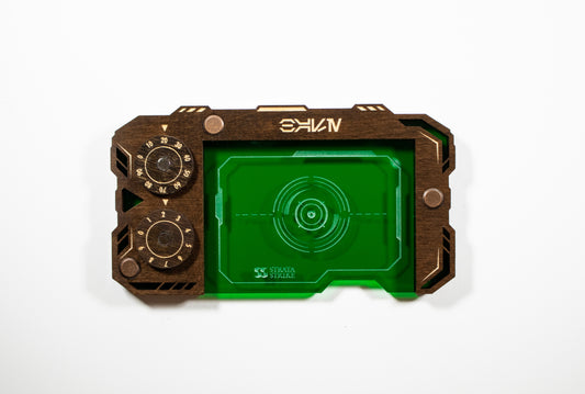 Star Wars Unlimited Base Holder - Kona Wood and Green Acrylic Tray with Magnetic Dials
