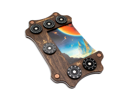 MTG Commander Tray - Kona Wood & Acrylic Dials - Outer Planet