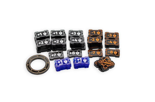Riftbound - Might Modifier & Buff Transparent Acrylic Tokens – 49 Single-Sided Set