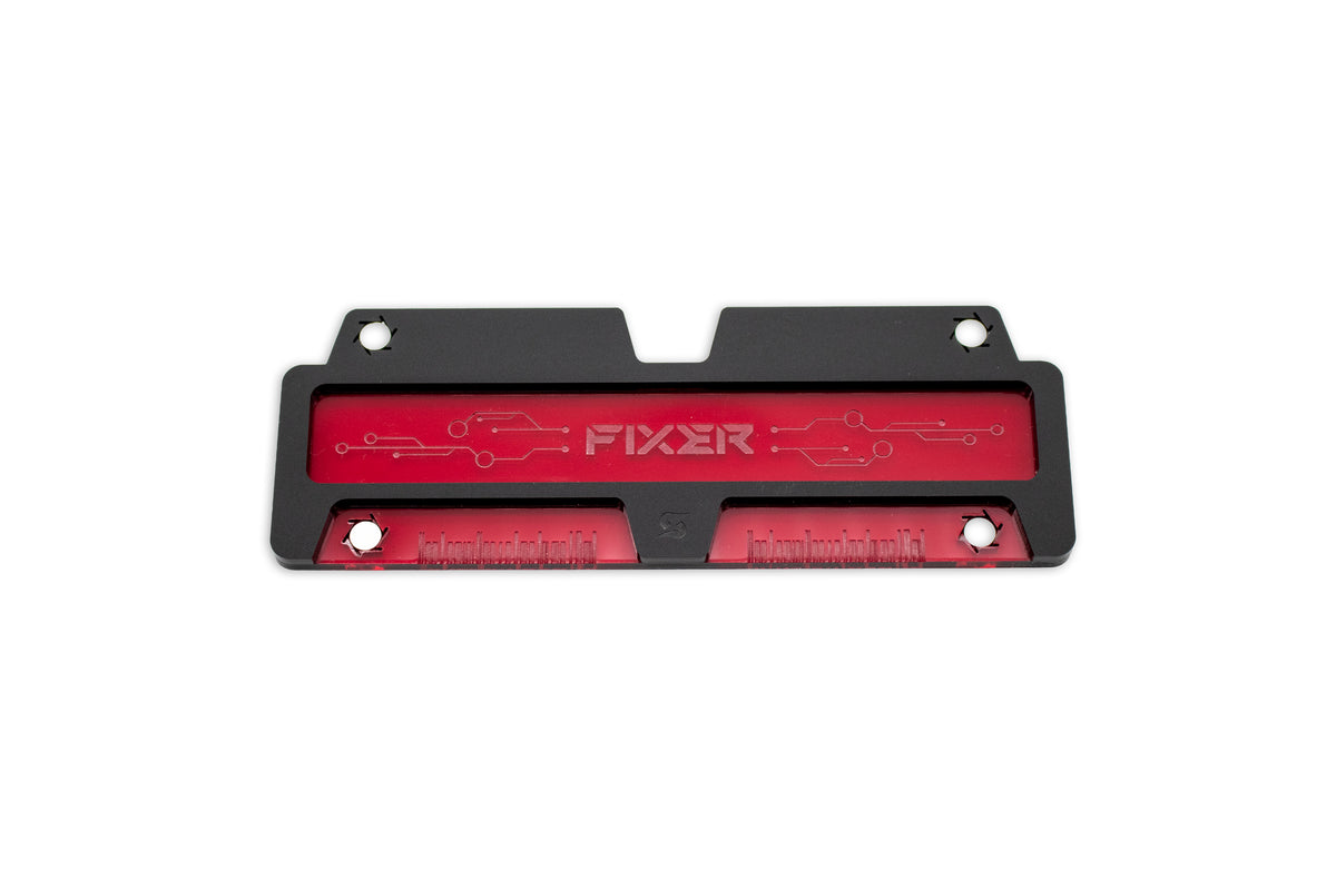 Cyberpunk TCG Fixer and Gig Dice Tray – Modular Magnetic Holders (Matte Black, Red Acrylic)