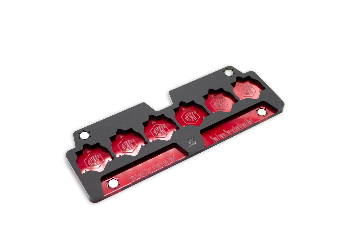Cyberpunk TCG Gig Dice Tray – Modular Magnetic Holders (Matte Black, Red Acrylic)