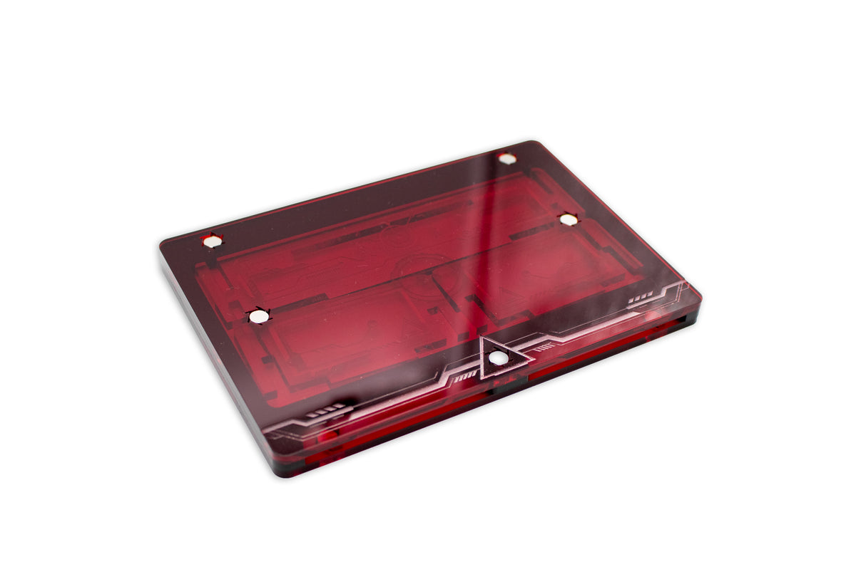 Cyberpunk TCG Fixer and Gig Dice Tray – Modular Magnetic Holders (Matte Black, Red Acrylic)