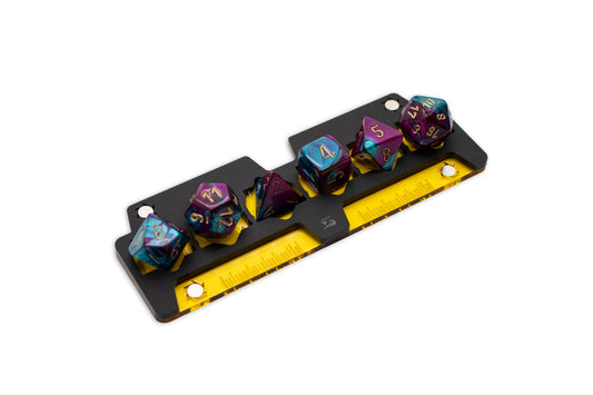 Cyberpunk TCG Gig Dice Tray – Modular Magnetic Holders (Matte Black, Yellow Acrylic)