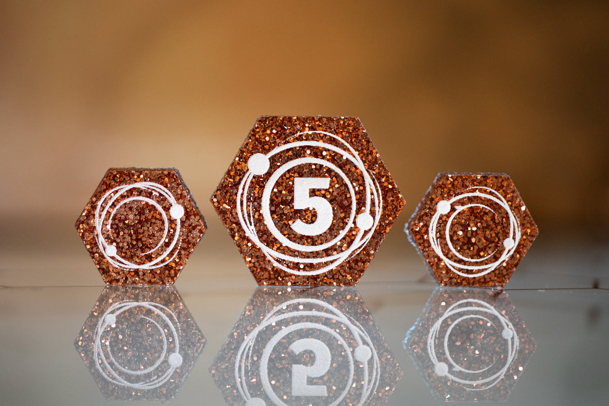 Dune: Imperium/Uprising compatible - Spice Tokens | Glitter Acrylic – Single-Sided