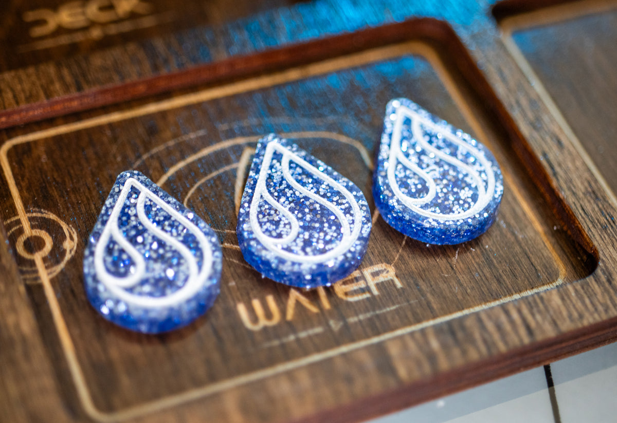 Dune: Imperium/Uprising compatible - Spice, Solari, and Water Tokens | Glitter Acrylic – Single-Sided