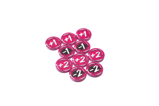 Cataclysm Arcade compatible | 10 Attack Modifier Full Color Acrylic Tokens - Bundle Set – Double-Sided