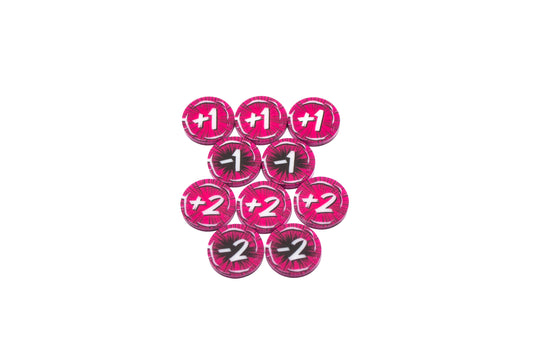Cataclysm Arcade compatible | 10 Attack Modifier Full Color Acrylic Tokens - Bundle Set – Double-Sided