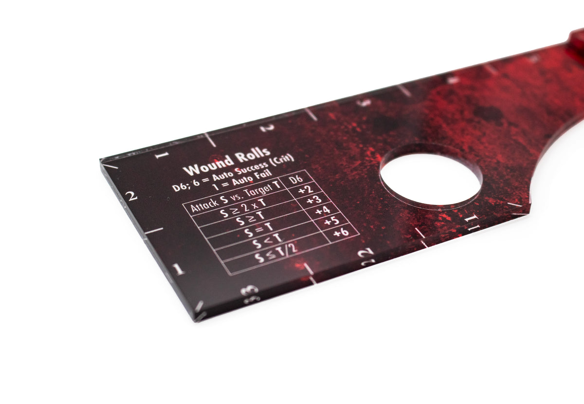 Warhammer 11th Edition - Wargaming Measuring Ruler - Compatible with Warhammer and other Miniature Games - Blood Red