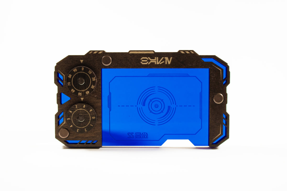 Star Wars Unlimited Base Holder: Kona Wood and Blue Acrylic Tray with Magnetic Dials