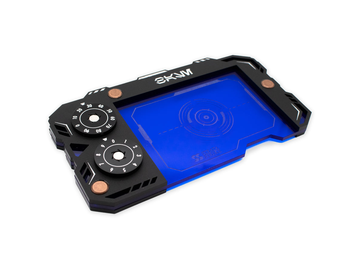 Star Wars Unlimited Base Holder - Matte Black and Blue Acrylic Tray with Magnetic Dials