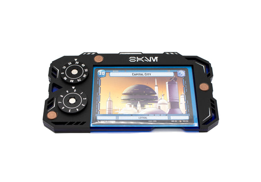 Star Wars Unlimited Base Holder - Matte Black and Blue Acrylic Tray with Magnetic Dials