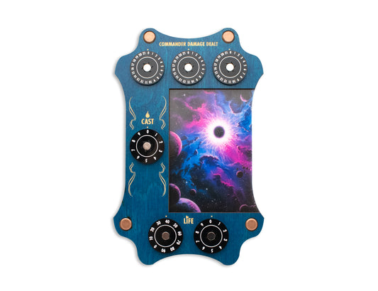 MTG Commander Tray - Blue and Kona Wood & Acrylic Dials - Blue Space