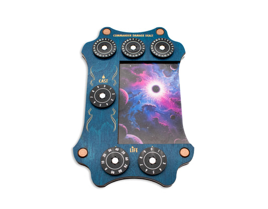 MTG Commander Tray - Blue and Kona Wood & Acrylic Dials - Blue Space