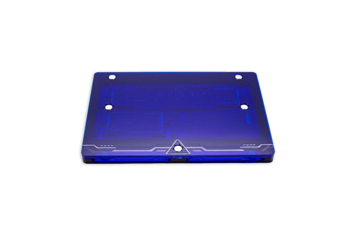 Cyberpunk TCG Fixer and Gig Dice Tray – Modular Magnetic Holders (Matte Black, Blue Acrylic)