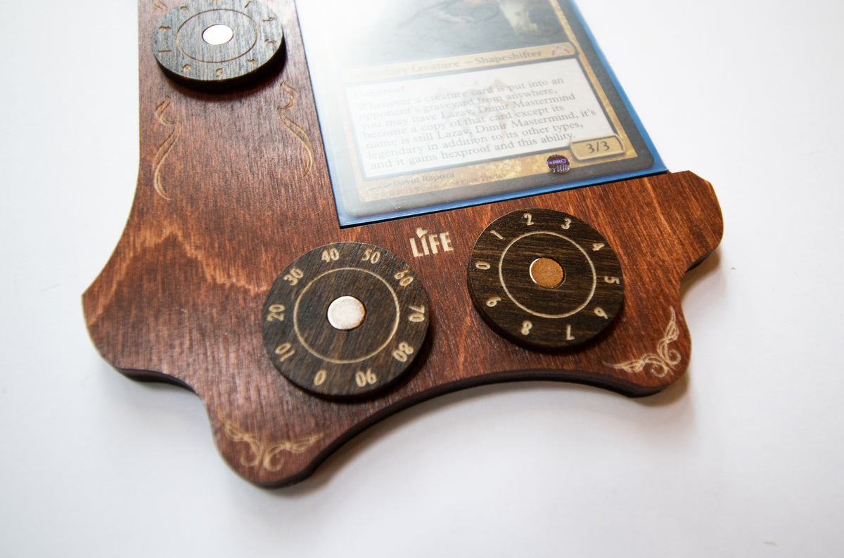 MTG Commander Tray - Cognac & Kona Wood Dials