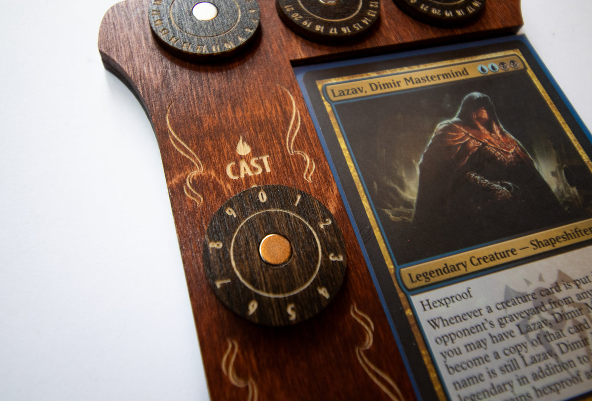 MTG Commander Tray - Cognac & Kona Wood Dials