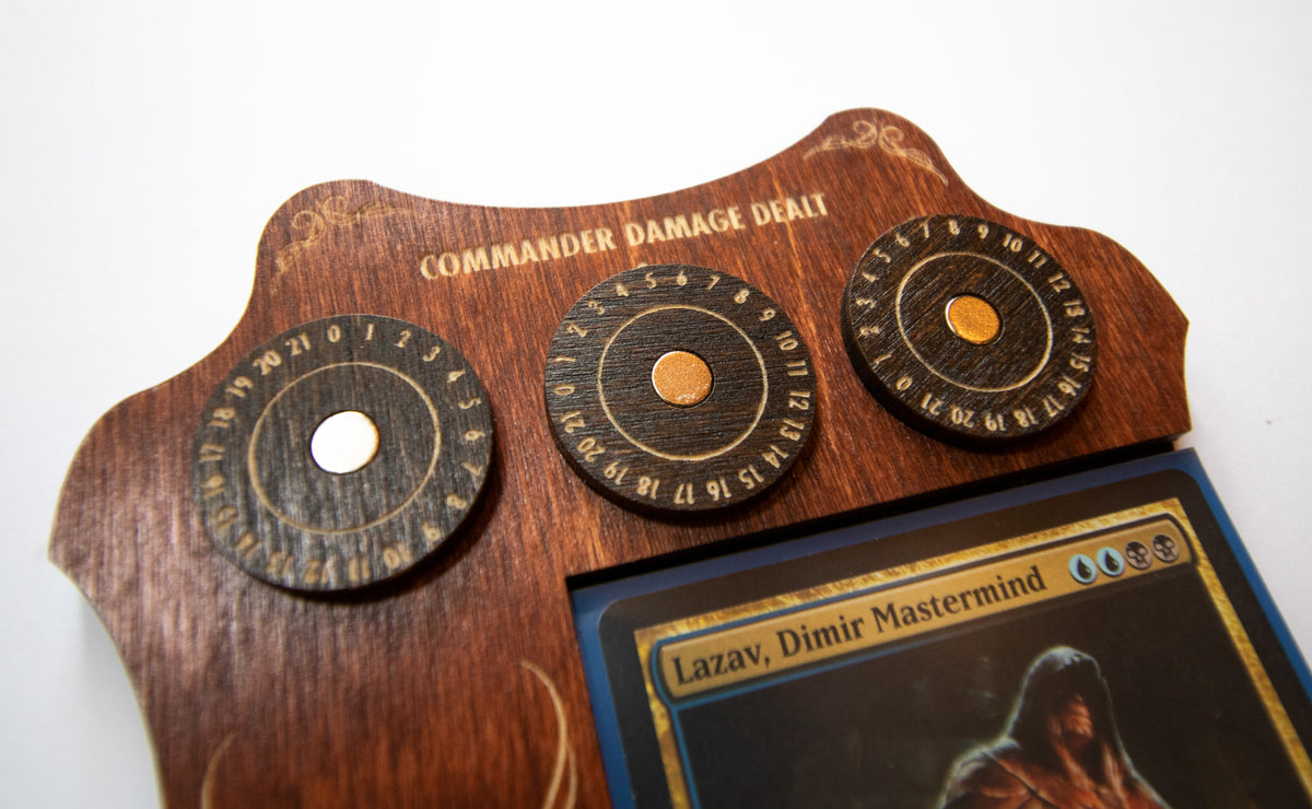 MTG Commander Tray - Cognac & Kona Wood Dials