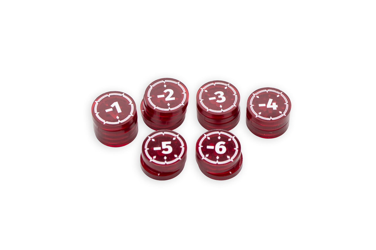 Riftbound - Damage Transparent Acrylic Tokens – 24 Single-Sided Set
