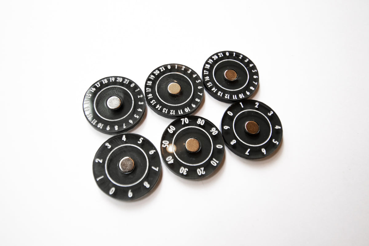 Transparent Black Acrylic Dials - Compatible add-on with our Commander Trays