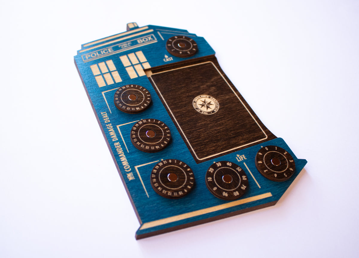 MTG Commander Tray - Police Box Tardis Design - Blue & Kona