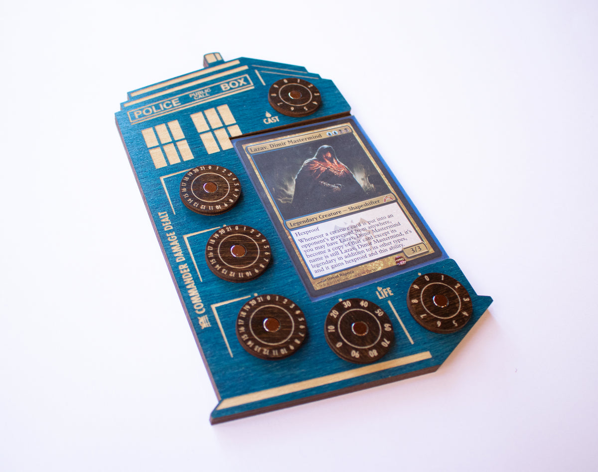 MTG Commander Tray - Police Box Tardis Design - Blue & Kona
