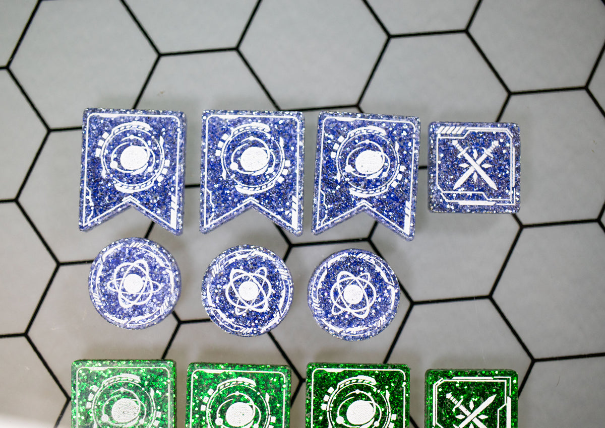 Dune: Imperium Glitter Acrylic Marker Tokens: Control, Objective, Combat