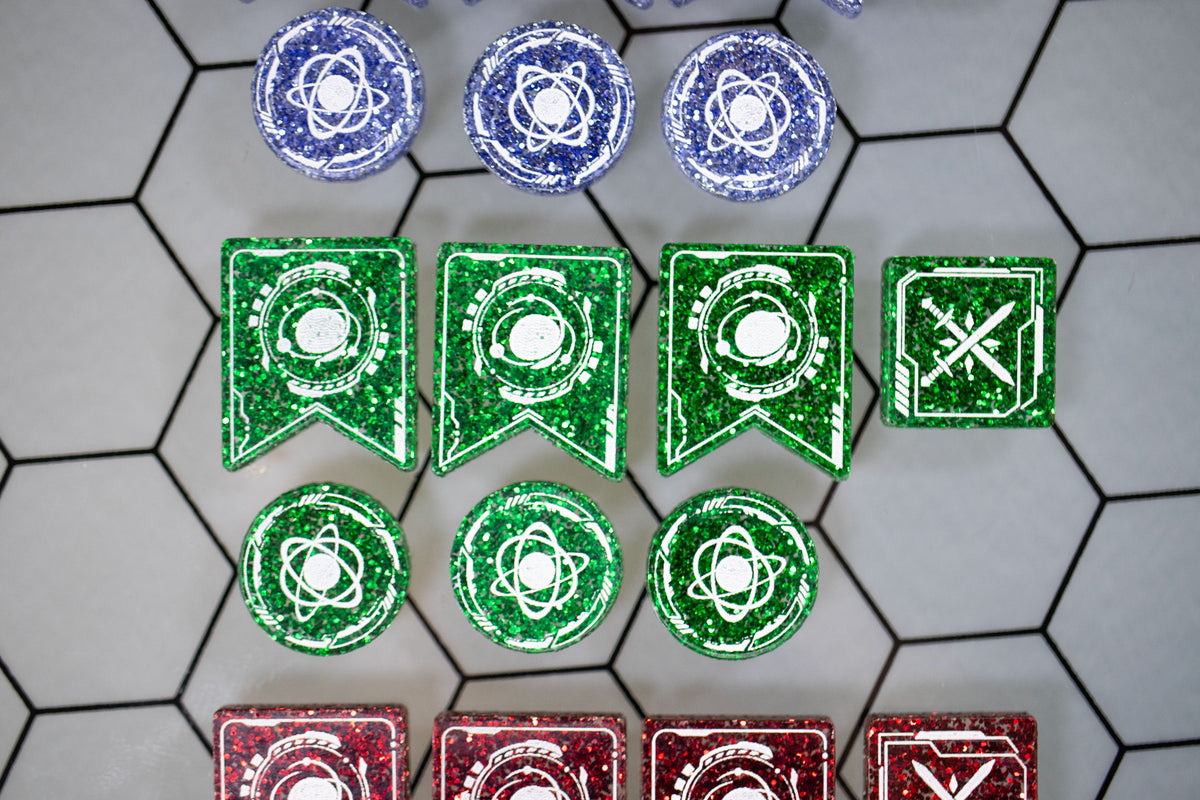 Dune: Imperium Glitter Acrylic Marker Tokens: Control, Objective, Combat