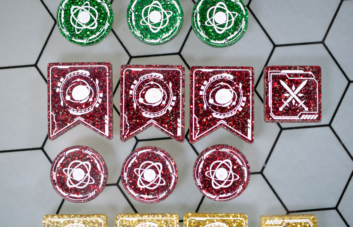 Dune: Imperium Glitter Acrylic Marker Tokens: Control, Objective, Combat