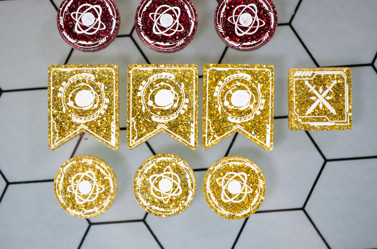 Dune: Imperium Glitter Acrylic Marker Tokens: Control, Objective, Combat