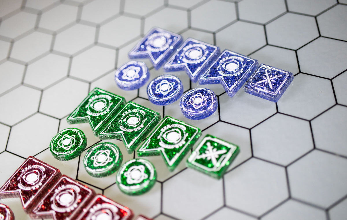 Dune: Imperium Glitter Acrylic Marker Tokens: Control, Objective, Combat
