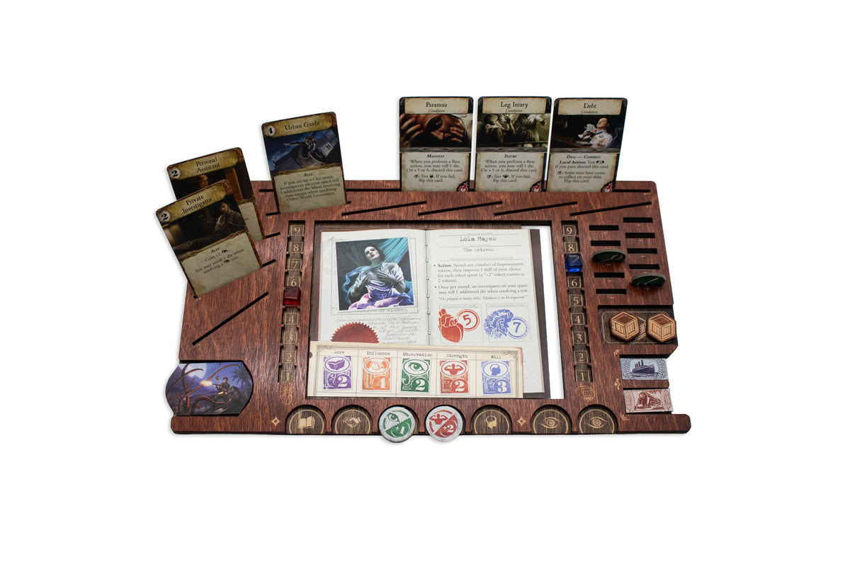 Eldritch Horror Player Board - Cognac & Kona Wood Stain