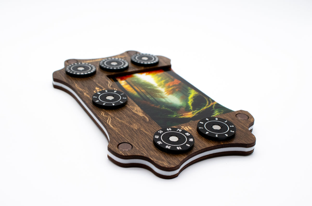 MTG Commander Tray - Kona Wood & Acrylic Dials - Forest