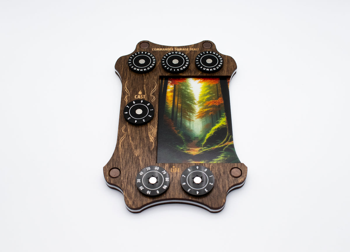 MTG Commander Tray - Kona Wood & Acrylic Dials - Forest