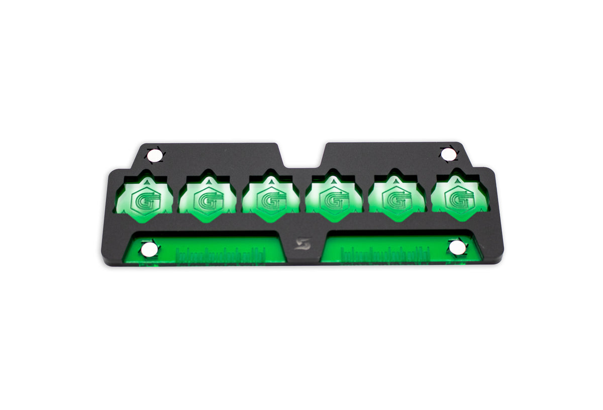 Cyberpunk TCG Gig Dice Tray – Modular Magnetic Holders (Matte Black, Green Acrylic)