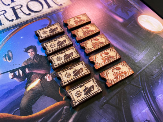 Eldritch Horror - Wooden Travel Tokens - Ship and Train tokens