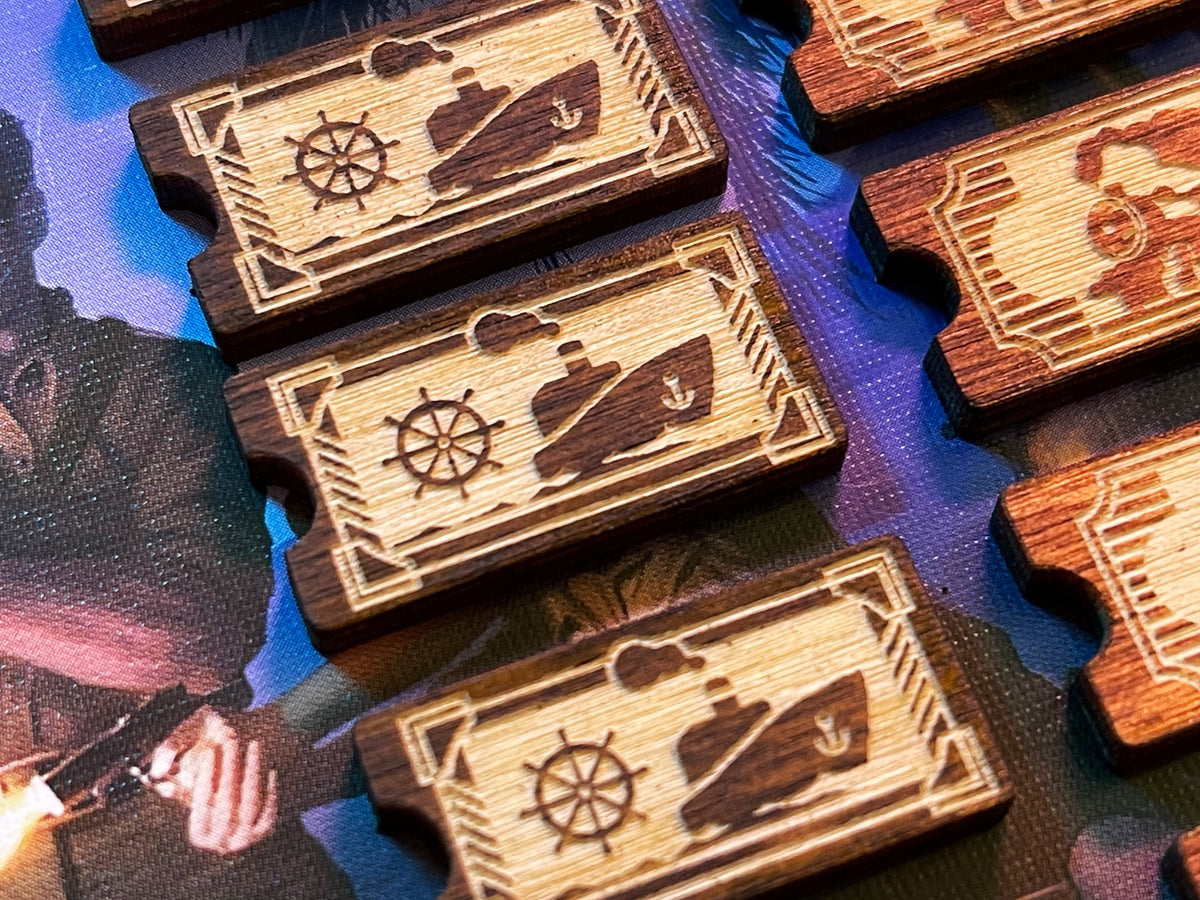 Eldritch Horror - Wooden Travel Tokens - Ship and Train tokens