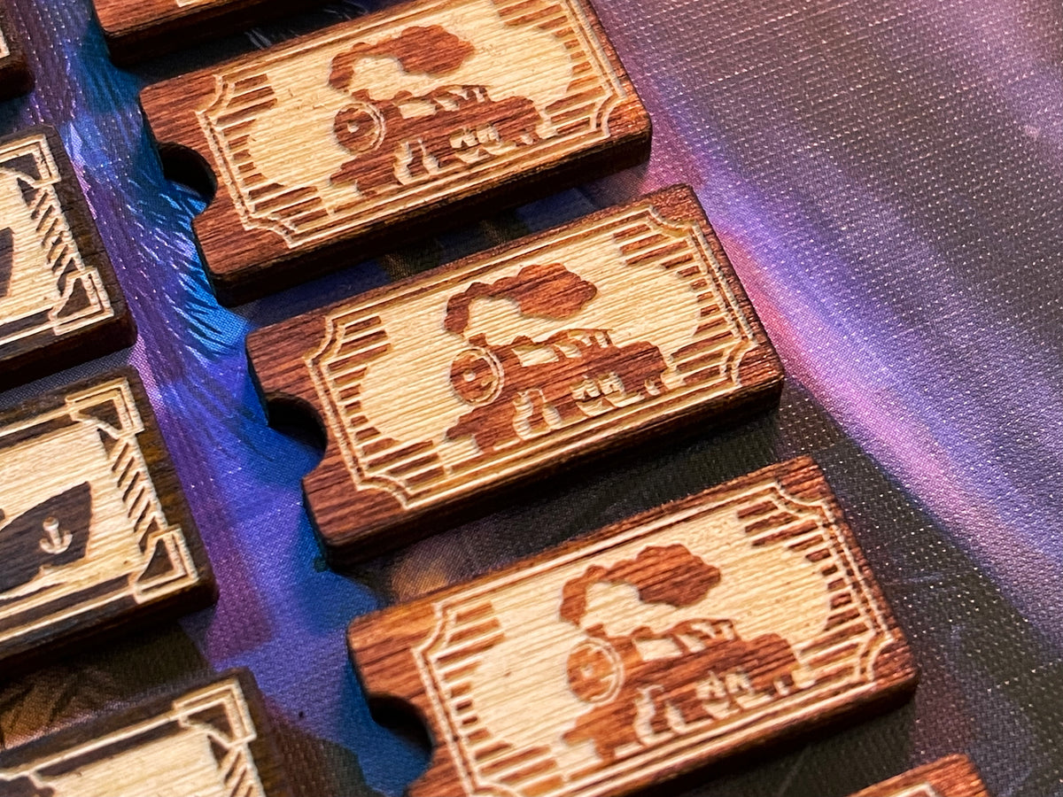Eldritch Horror - Wooden Travel Tokens - Ship and Train tokens