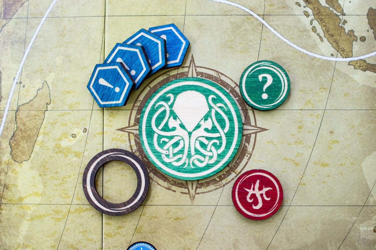 Eldritch Horror - Token Package: Doom, Mystery, Omen, Lead Investigator, 4 Rumor Tokens
