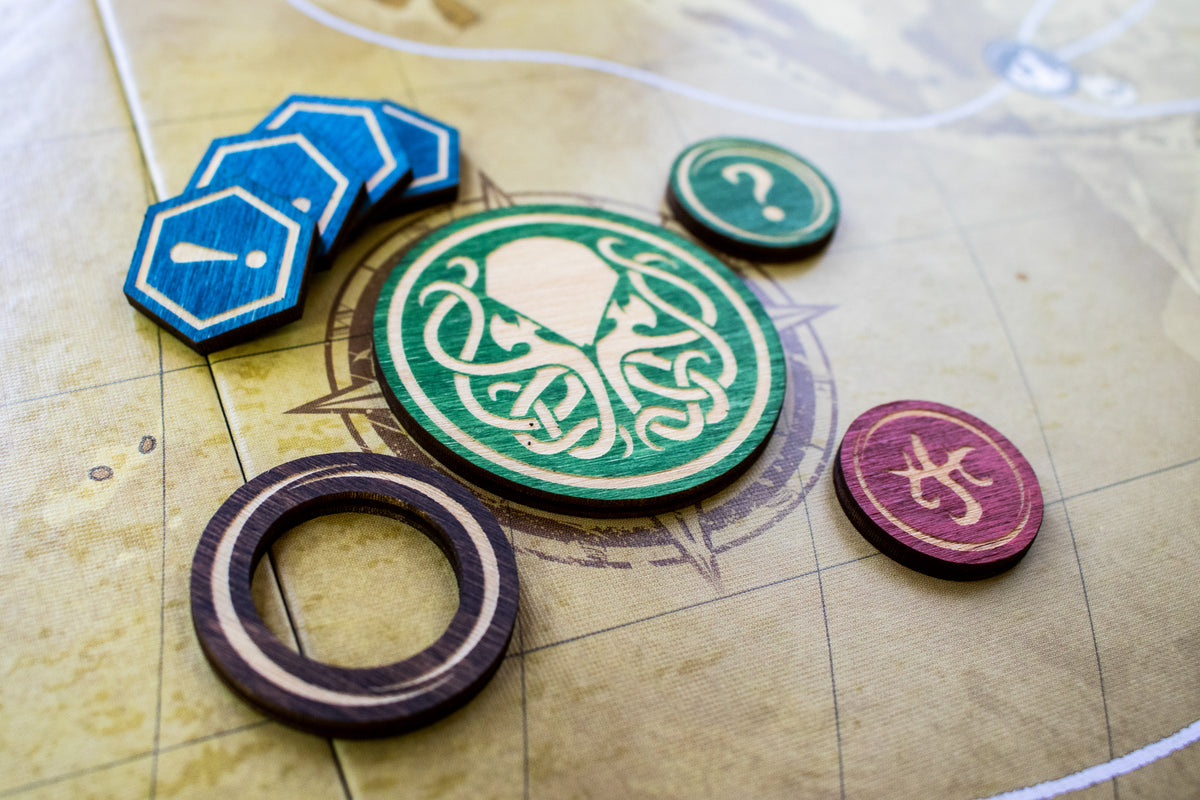 Eldritch Horror - Token Package: Doom, Mystery, Omen, Lead Investigator, 4 Rumor Tokens