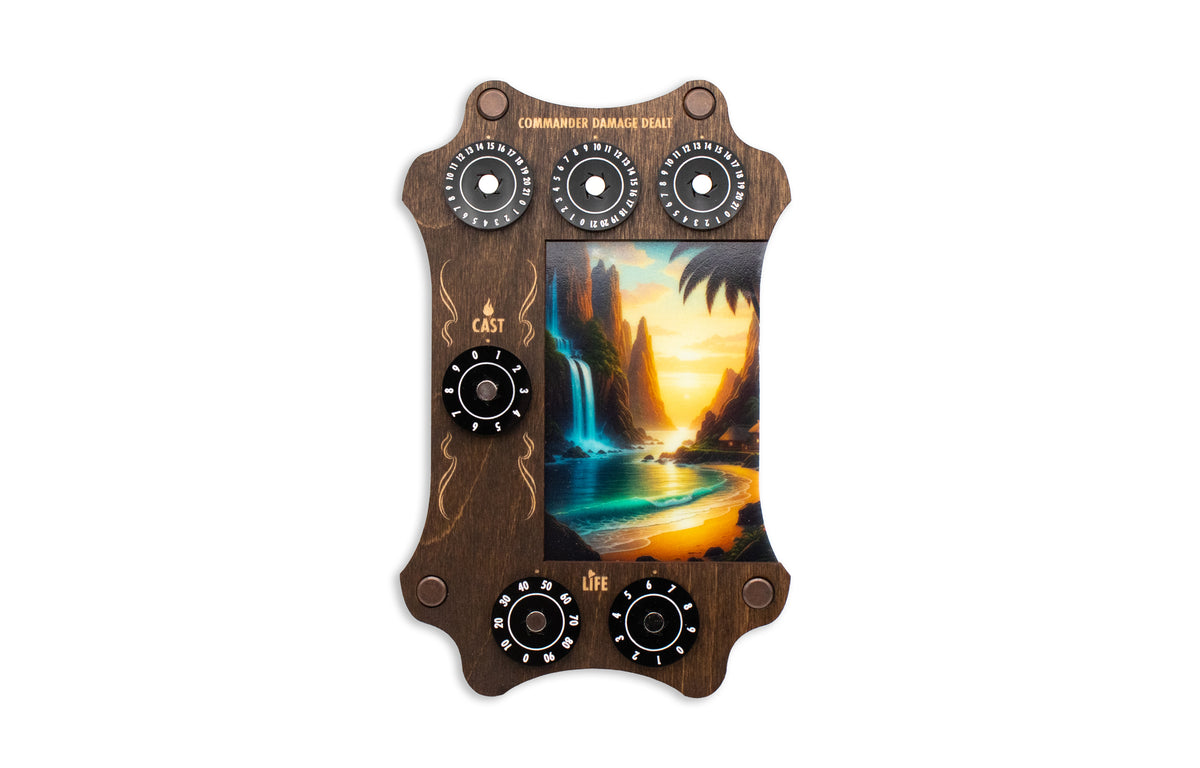 MTG Commander Tray - Kona Wood & Acrylic Dials - Island