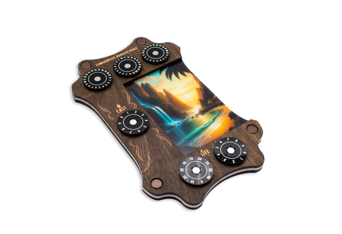 MTG Commander Tray - Kona Wood & Acrylic Dials - Island