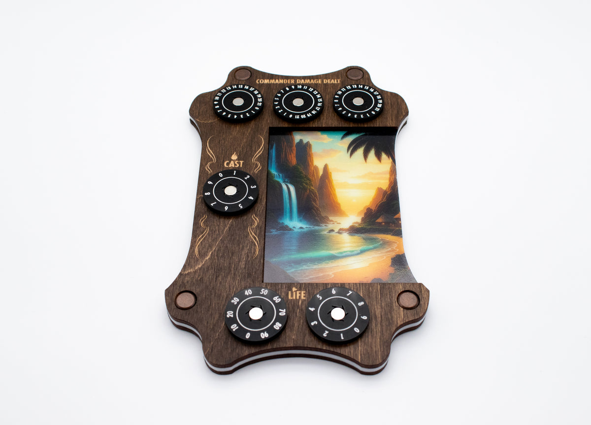 MTG Commander Tray - Kona Wood & Acrylic Dials - Island