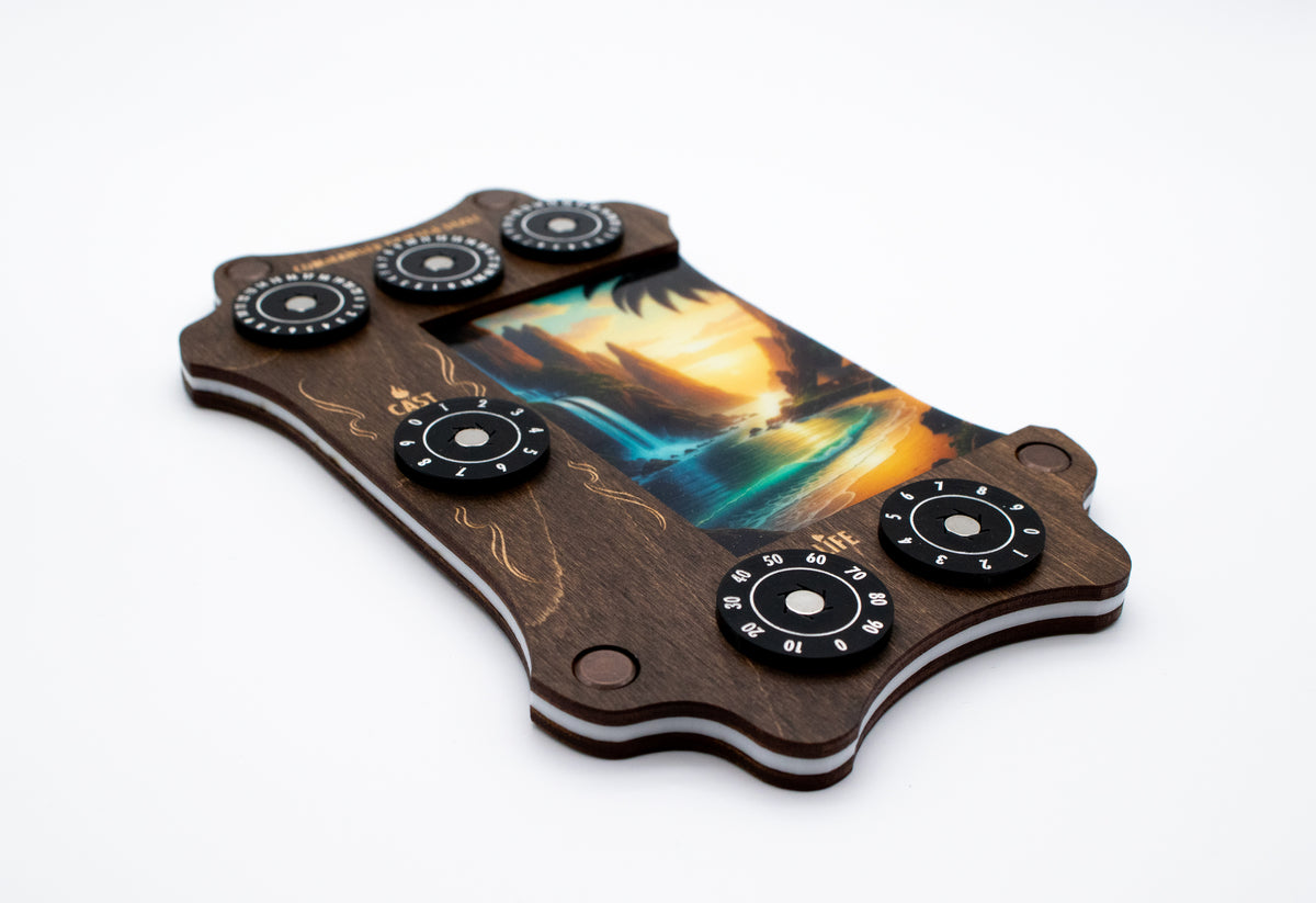 MTG Commander Tray - Kona Wood & Acrylic Dials - Island