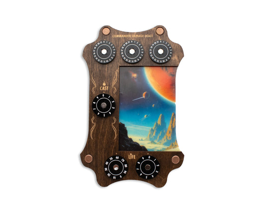 MTG Commander Tray - Kona Wood & Acrylic Dials - Outer Planet