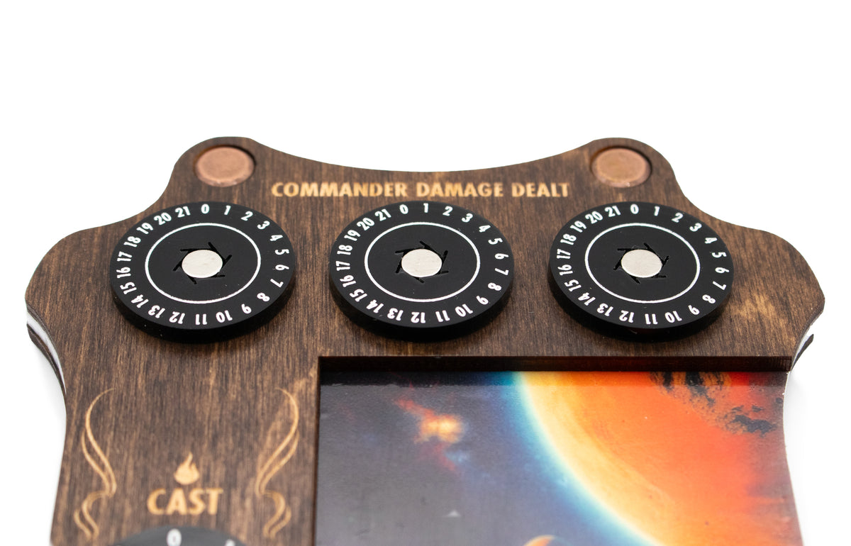 MTG Commander Tray - Kona Wood & Acrylic Dials - Outer Planet