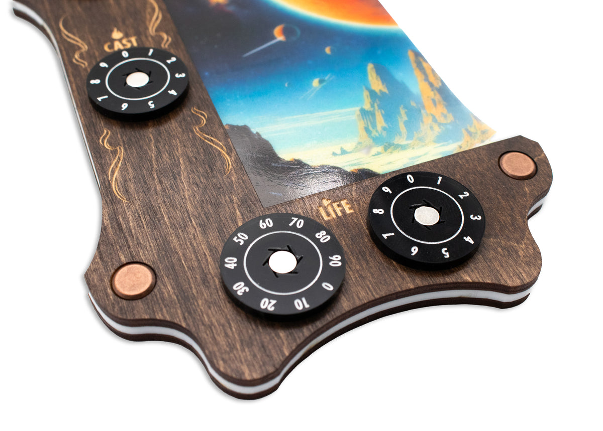 MTG Commander Tray - Kona Wood & Acrylic Dials - Outer Planet