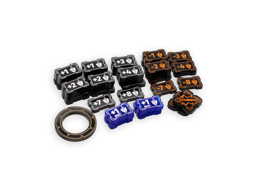 Riftbound - Might Modifier & Buff Transparent Acrylic Tokens – 49 Single-Sided Set