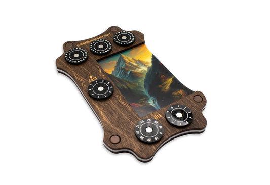 MTG Commander Tray - Kona Wood & Acrylic Dials - Mountain